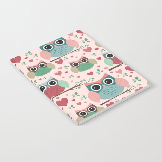 Owls in Love Pattern Notebook