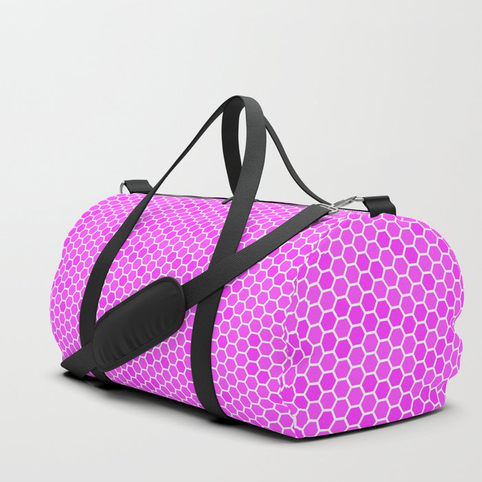 Large Hot Pink Honeycomb Bee Hive Geometric Hexagonal Design Duffle Bag