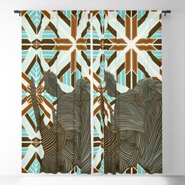 Rhino from Africa on pattern background Blackout Curtain