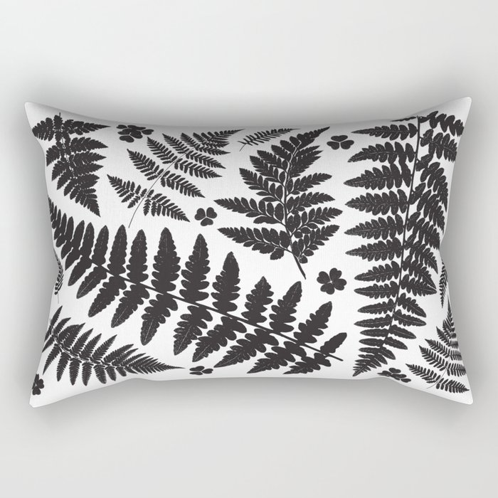Black and White Ferns Rectangular Pillow