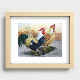 Rooster and Hen Recessed Framed Print