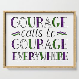 Courage Calls to Courage Everywhere hand lettered Suffragette Quote Serving Tray
