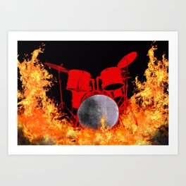 Flaming Red Drum Set Art Print