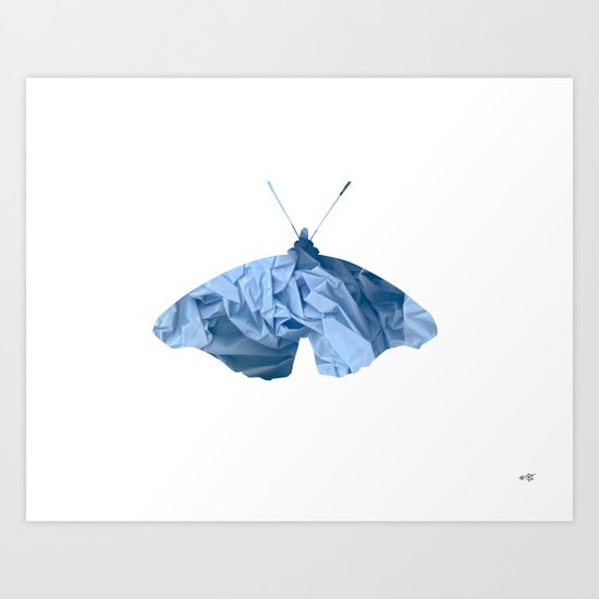 Blue Plastic Butterfly Collage Art Print