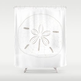 Sand Dollar Dreams - Brown on White Shower Curtain