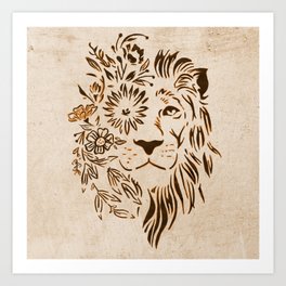 Lion Flower Face Art Print