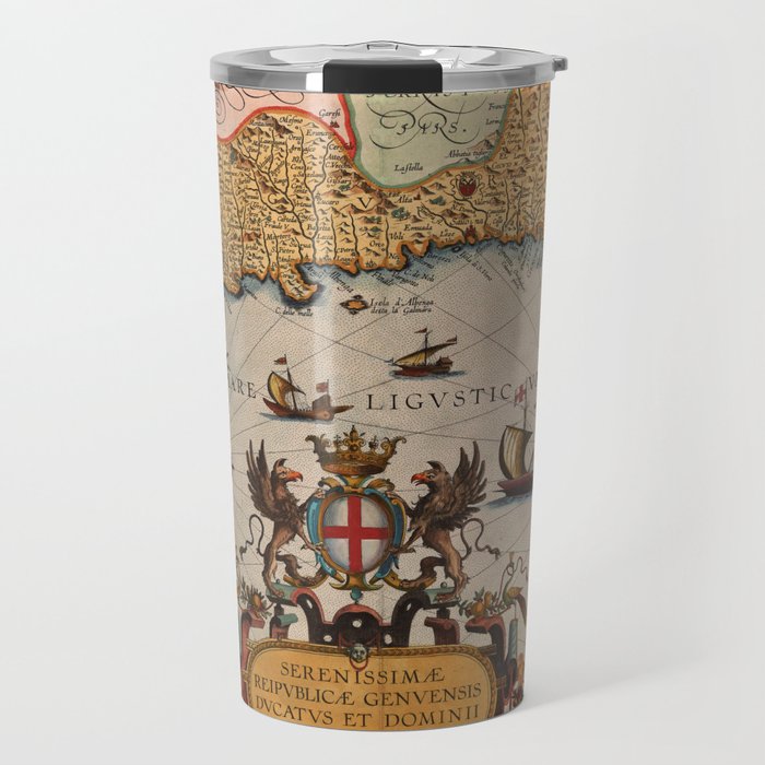 Map Of Genoa 1608 Travel Mug