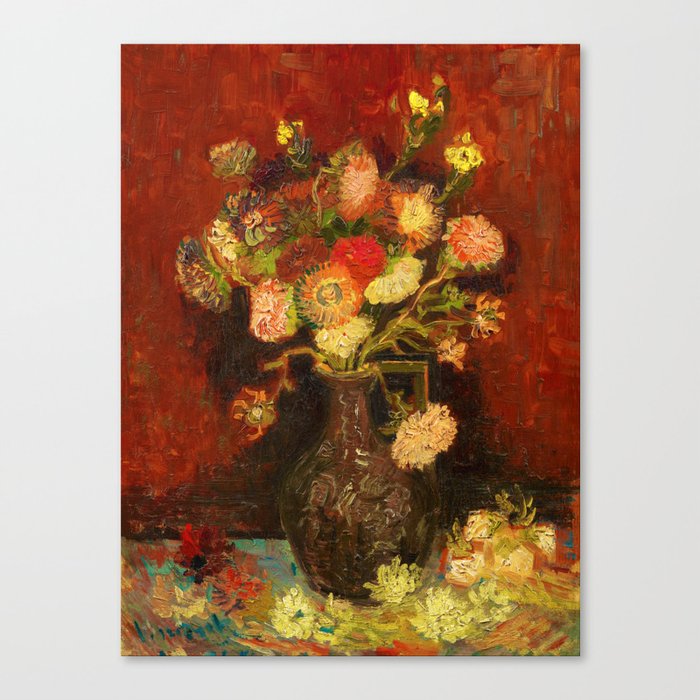 Vincent van Gogh "Vase with Chinese asters and gladioli" Canvas Print