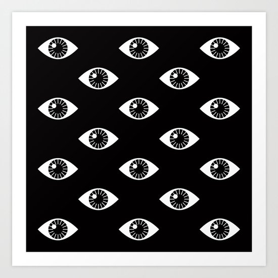 EYES WIDE OPEN ON BLACK Art Print
