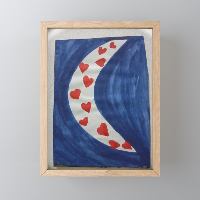 Heart's in moon Framed Mini Art Print