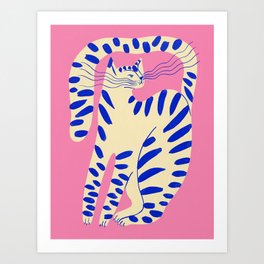 Tiger cat on pink Art Print