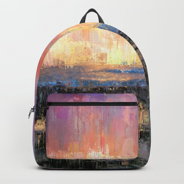 Prismatic Sunrise Showers Abstract Drip Paint Landscape Backpack