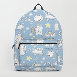 I'm a Unicorn - blue Backpack | Kids, Clouds, Daughter, Unicornlover, Makebelieve, Rainbow, Graphicdesign, Peppermintcreek, Unicorn, Unicorndecor 