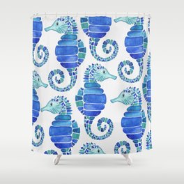 Seahorse - Blue  Shower Curtain