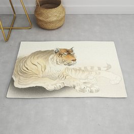 Resting Tiger - Vintage Japanese woodblock print Art Rug | Tiger, Print, Woodcut, Bengal, Tigers, Woodblock, Predator, Tooth, Predators, Japanese 