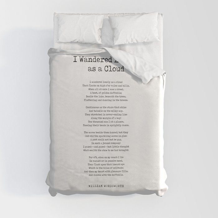 I Wandered Lonely as a Cloud - William Wordsworth Poem - Literature - Typewriter Print 1 Duvet Cover