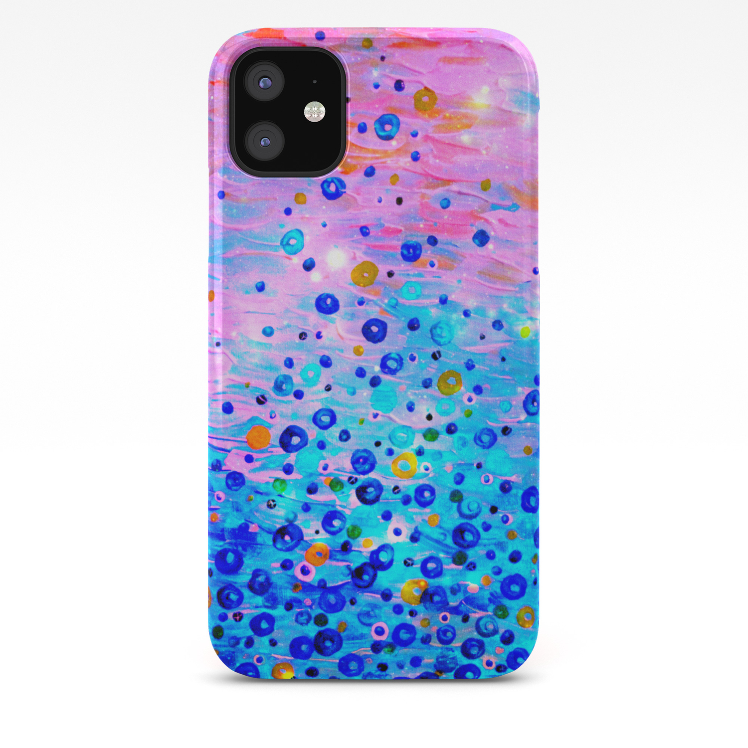 What Goes Up Revisited Bold Royal Blue Pink Bubbles Whimsical
