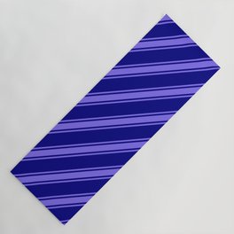 [ Thumbnail: Blue and Medium Slate Blue Colored Lined/Striped Pattern Yoga Mat ]