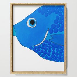 Royal Blue Fish ~ white background Serving Tray