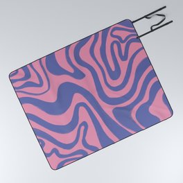 Retro Pastel Liquid Swirl in Very Peri over Pink Picnic Blanket