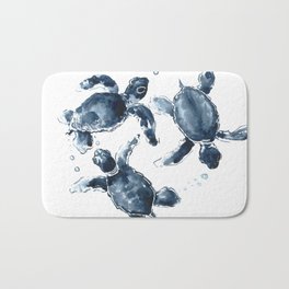 Turtle Swimming Sea Turtles indigo blue turtle art Bath Mat | Seaturtleart, Ink, Seaturtledesign, Turtleprint, Vintage, Turtles, Florida, Seaturtles, Seaturtleprint, Typography 