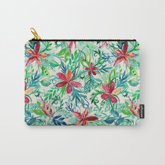 Vintage Tropical Floral - a watercolor pattern Carry-All Pouch