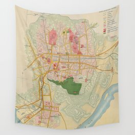 Vintage Map of Seoul South Korea (1939) Wall Tapestry