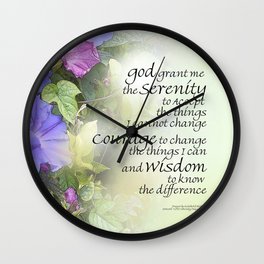 Serenity Prayer Morning Glories Glow Wall Clock