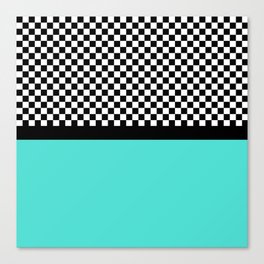 Mid Century Modern Eames Era Checkerboard Pattern Turquoise Aquamarine Canvas Print