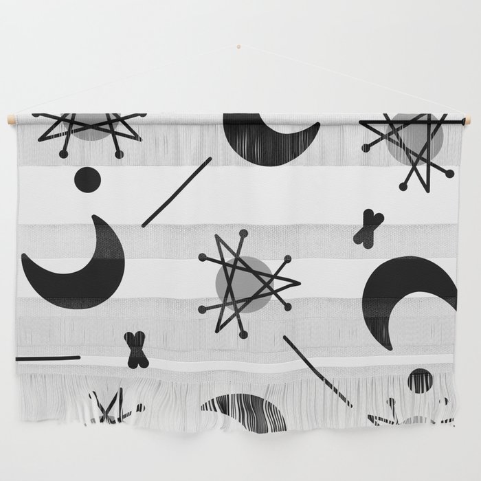 Moons & Stars Atomic Era Abstract White Wall Hanging