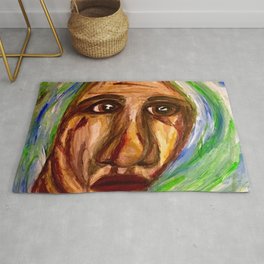 Justify Me. Rug | Mixed Media, Abstract, People, Painting 