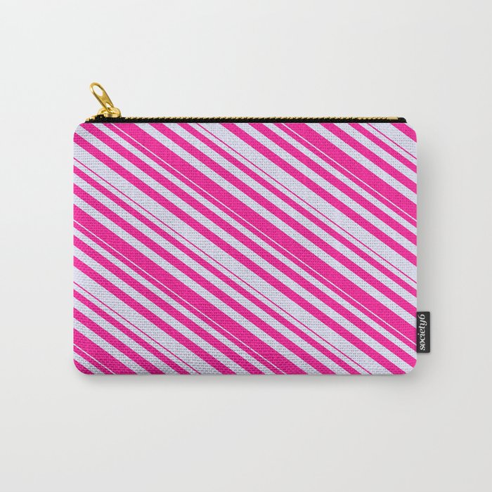 Lavender & Deep Pink Colored Striped Pattern Carry-All Pouch