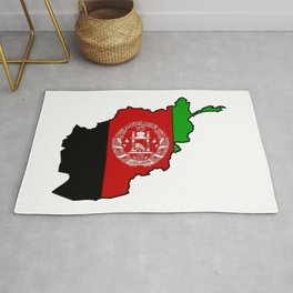 Afghanistan Map with Afghan Flag Rug