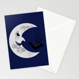 Halloween scary moon and bats Stationery Card