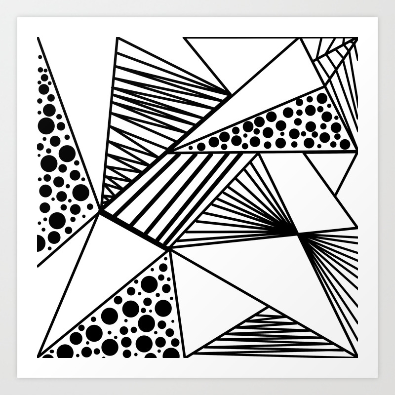 Modern Abstract Black White Geometric Stripes Polka Dots Art Print By Pink Water Society6