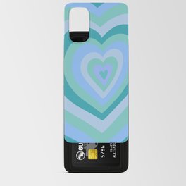 Retro Groovy Love Hearts -  blue grey teal green Android Card Case