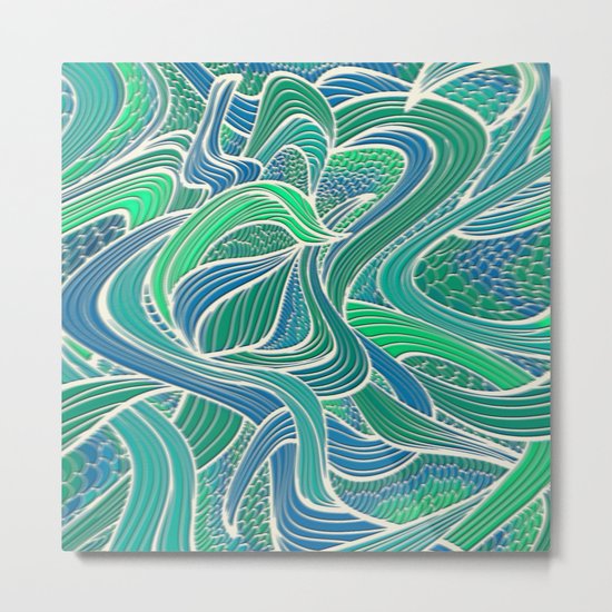 Abstract Wavy Leaves Metal Print