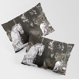 Carousel Horses - B&W Pillow Sham
