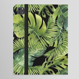 Lush Green Monstera And Palm Leaf Pattern iPad Folio Case