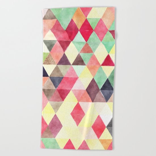 Retro Triangles Pattern 02 Beach Towel
