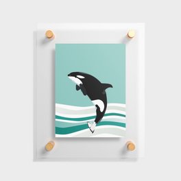 Killer Whale - Green Waves Floating Acrylic Print