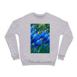 BLUE MACAWS IN GREEN JUNGLE PATTERNS ART Crewneck Sweatshirt