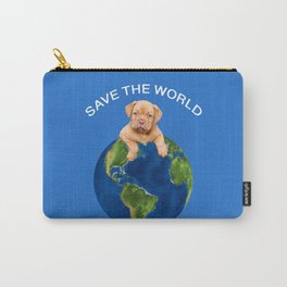 Save the world Bordeaux bulldog with Globus Carry-All Pouch