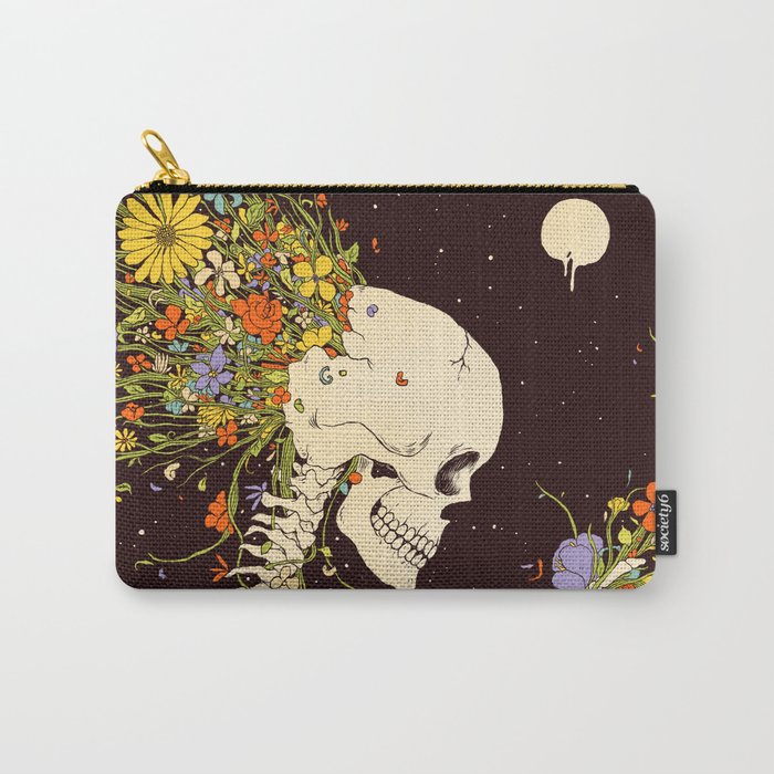 I Thought of the Life that Could Have Been Tasche | Drawing, Digital, Graphite, Schädel, Skeleton, Existence, Blumen, Natur, Surrealismus, Mond