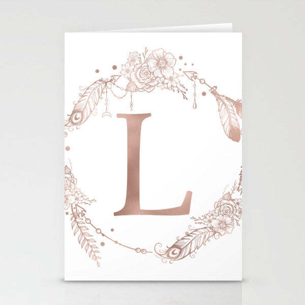 Letter L Rose Gold Pink Initial Monogram Stationery Cards By Naturemagick Society6