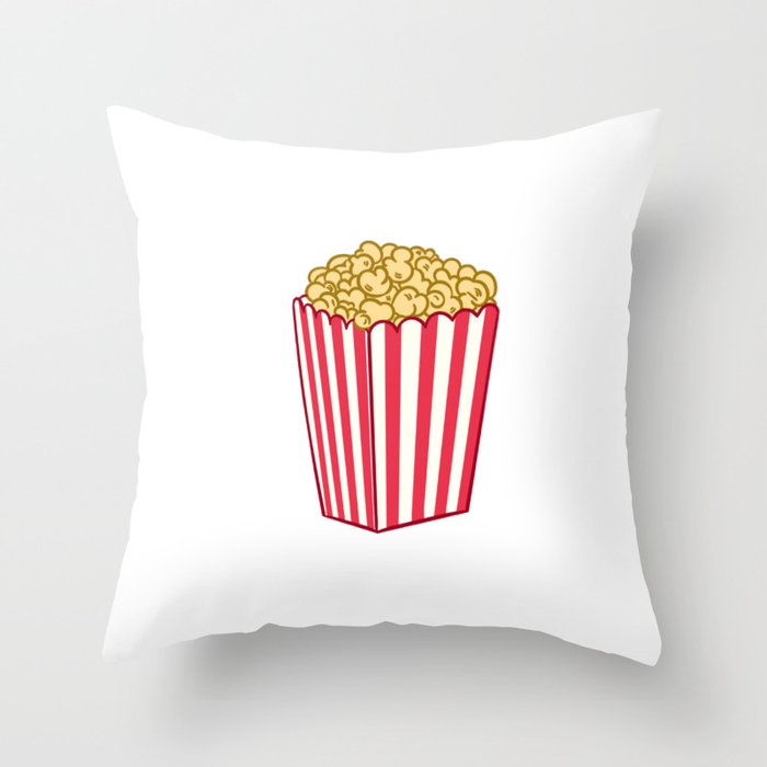 Funny and Cute Cartoon Popcorn design Throw Pillow