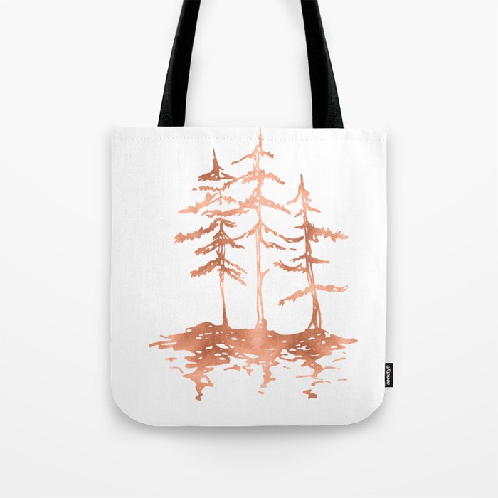 Three Sisters Trees Rose Gold on White Tote Bag