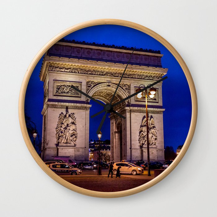 France Photography - Arc de Triomphe In The Night Wall Clock