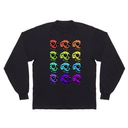 Skull Print in Rainbow Bright Tone Long Sleeve T Shirt