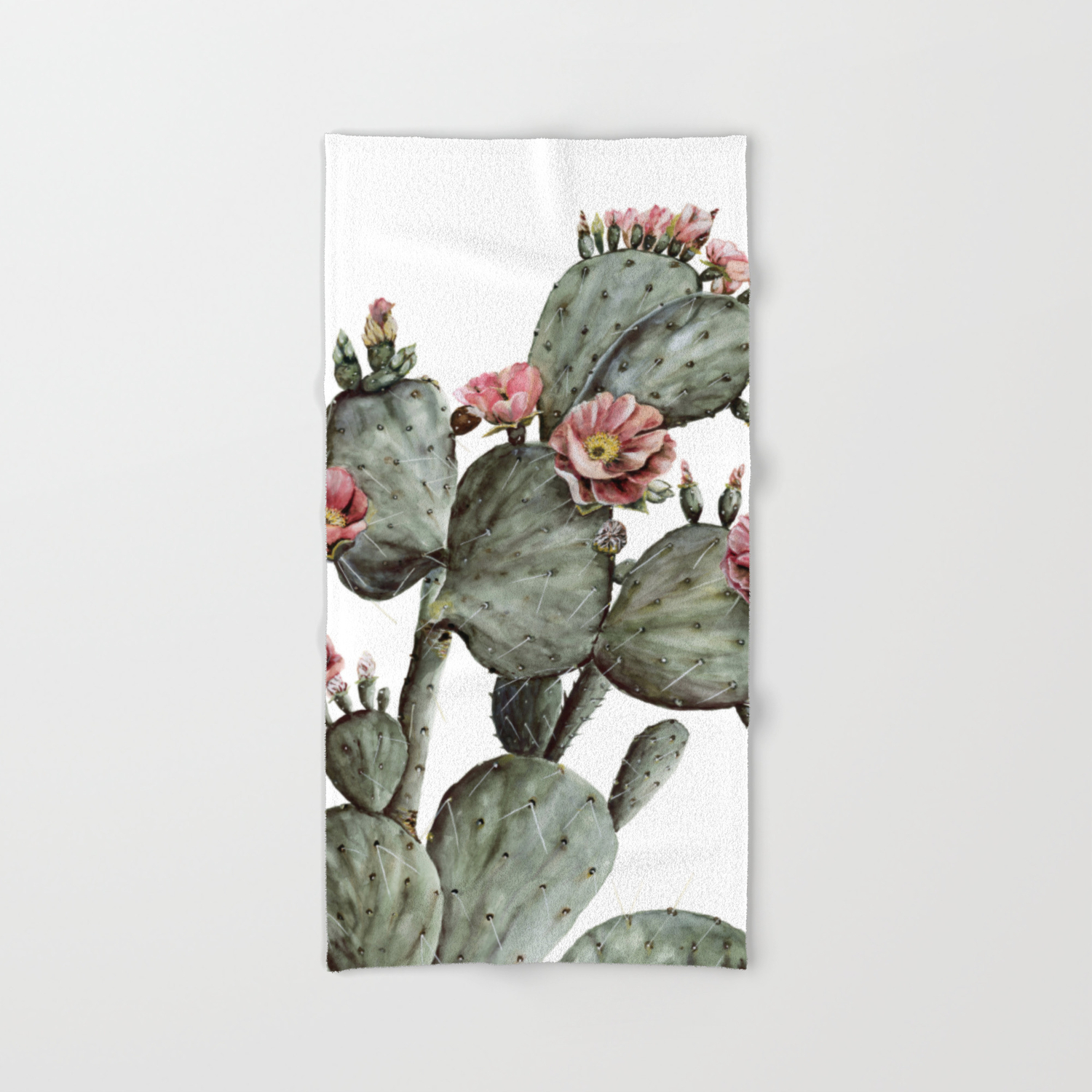 Prickly Pear Cactus Painting Hand Bath Towel By Shealeenlouise